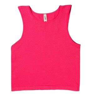 New LyreBird‎ Anthropologie Textured Knit Tank Top Women L/XL Hot Pink Metallic